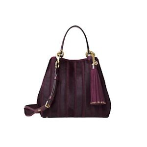 Michael Kors Brooklyn Suede Shoulder Bag Plum